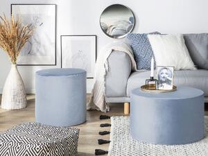 Okrągła pufa welurowa jasnoniebieska glam salon sypialnia nowoczesna Millen Beliani