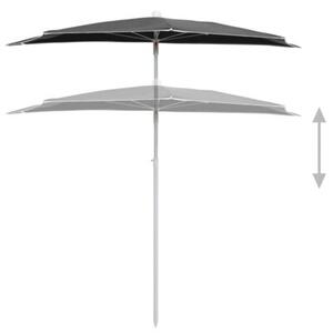 Półokrągły parasol ogrodowy na słupku, 180x90 cm, antracytowy