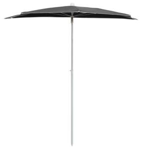 Półokrągły parasol ogrodowy na słupku, 180x90 cm, antracytowy