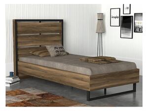 Łóżko 1-osobowe z dekorem drewna orzecha Ratto Lost, 90x190 cm