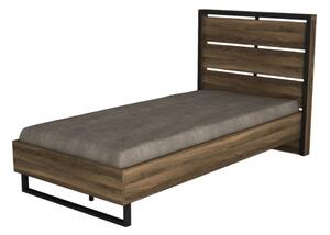Łóżko 1-osobowe z dekorem drewna orzecha Ratto Lost, 90x190 cm