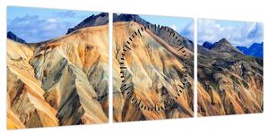 Obraz - Landmannalaugar (z zegarem) (90x30 cm)