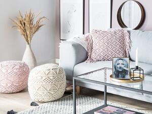 Zestaw 2 poduszek dekoracyjnych z frędzlami 40 x 40 cm bawełna różowe Yaniklar Beliani