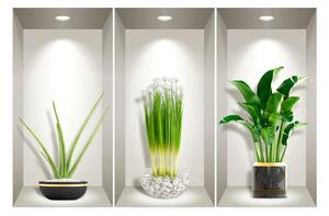 Komplet 3 naklejek ściennych 3D Ambiance Plants of the Tropics