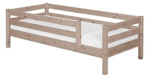 Brązowe łóżko dziecięce z drewna sosnowego z barierkami Flexa Classic, 90x200 cm