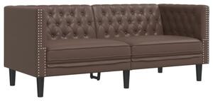 Sofa chesterfield, 2-os., brÄ zowa, tapicerowana sztucznÄ skÃ³rÄ
