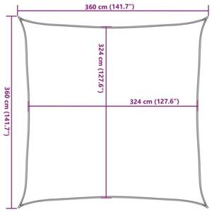 Żagiel ogrodowy hdpe kwadratowy 3,6x3,6 m krem