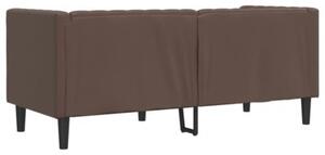 Sofa chesterfield, 2-os., brÄ zowa, tapicerowana sztucznÄ skÃ³rÄ