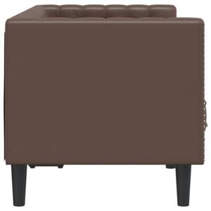 Sofa chesterfield, 2-os., brÄ zowa, tapicerowana sztucznÄ skÃ³rÄ