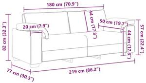 Sofa 3-osobowa, czarny, 220x77x82 cm, tapicerowana aksamitem