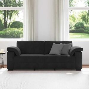 Sofa 3-osobowa, czarny, 220x77x82 cm, tapicerowana aksamitem