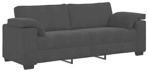 Sofa 3-osobowa, czarny, 220x77x82 cm, tapicerowana aksamitem