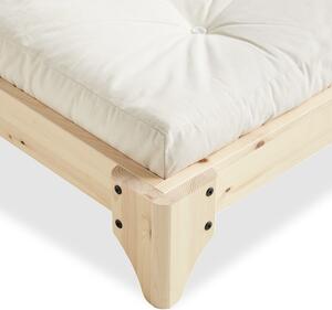 Łóżko dwuosobowe z drewna sosnowego z materacem Karup Design Elan Comfort Mat Natural Clear/Natural, 140x200 cm