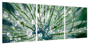 Obraz - Makro zdjęcie kwiatu (z zegarem) (90x30 cm)