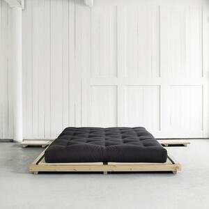 Łóżko dwuosobowe z drewna sosnowego z materacem Karup Design Dock Comfort Mat Natural/Black, 160x200 cm