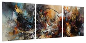 Obraz - Grafika abstrakcyjna (z zegarem) (90x30 cm)