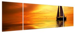 Obraz - Żaglówka o zachodzie słońca (170x50 cm)