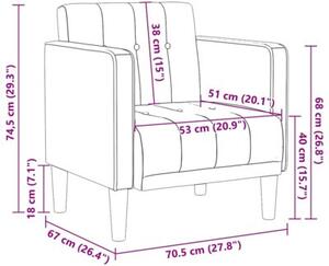 Sofa fotel z podÅokietnikami ciemnoszary 53 cm aksamit