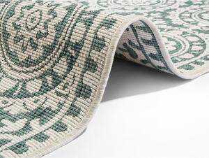 Zielono-kremowy dywan odpowiedni na zewnątrz NORTHRUGS Jardin, 80x350 cm