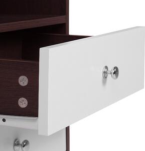Szafka nocna ciemne drewno 2 białe szuflady półka metalowe nogi 65 x 45 cm Arvin Beliani