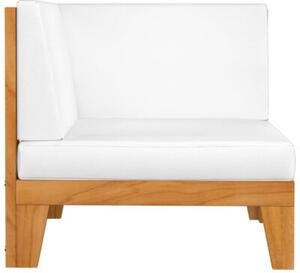 Sofa 2-osobowa z kremowymi poduszkami, lite drewno akacjowe