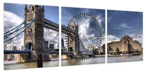 Obraz - Tower Bridge w Londynie (z zegarem) (90x30 cm)