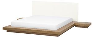 Łóżko wodne 160x200 cm niska rama styl japoński stoliki jasne drewno Zen Beliani