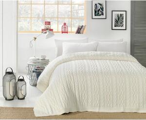 Jasnokremowa narzuta na łóżko z domieszką bawełny Homemania Decor Knit, 220x240 cm