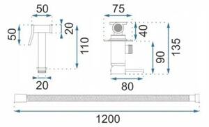 Bateria Bidetowa REA LOOP LUNGO Czarny Metaliczny