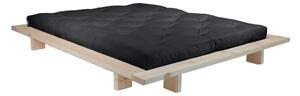 Łóżko dwuosobowe z drewna sosnowego z materacem Karup Design Japan Comfort Mat Raw/Black, 140x200 cm