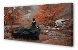 Obraz na płótnie Kobieta jesień góry