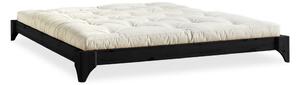 Łóżko dwuosobowe z drewna sosnowego z materacem Karup Design Elan Comfort Mat Black/Natural, 140x200 cm