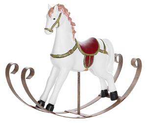 Figurka dekoracyjna biała vintage koń na biegunach z żywicy Dasher Beliani