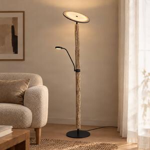 Lampa stojąca Woodland Lucande, możliwość ściemniania, jasne drewno, salon / jadalnia, drewno, nowoczesny
