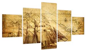 Obraz - Stara mapa (125x70 cm)