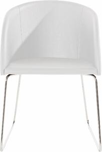 Białe krzesło kubełkowe ze sztucznej skóry, na płozie