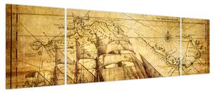 Obraz - Stara mapa (170x50 cm)