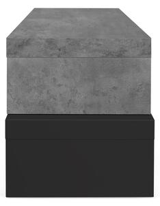 Podwójna czarna szafka pod TV z dekorem betonu TemaHome Cliff, 125x20 cm