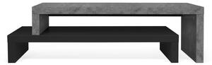 Podwójna czarna szafka pod TV z dekorem betonu TemaHome Cliff, 125x20 cm