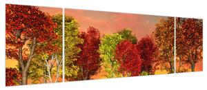 Obraz - Kolorowe drzewa (170x50 cm)