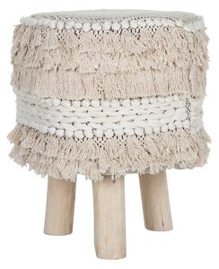 Stołek beżowy bawełniany plecionka okrągły 44 x 33 cm drewniane nogi Villur Beliani