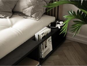 Czarne łóżko dwuosobowe z litego drewna ze schowkiem i czarnym futonem Comfort Karup Design Ziggy, 140x200 cm