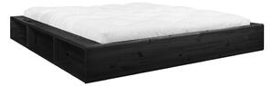 Czarne łóżko dwuosobowe z litego drewna ze schowkiem i futonem Comfort Karup Design Ziggy, 160x200 cm