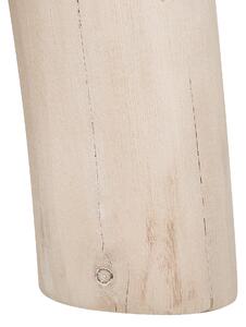 Boho stołek taboret 44x33cm bawełniany z frędzlami drewniane nóżki beżowa Thondi Beliani