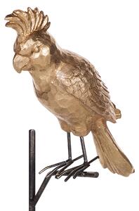 Figurka dekoracyjna złota z czarnym w kształcie papugi z podstawką 50 cm Cockatoo Beliani