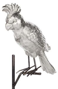 Figurka dekoracyjna srebrna z czarnym w kształcie papugi z podstawką 50 cm Cockatoo Beliani