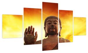 Obraz - Budda z czerwonym i żółtym tłem (125x70 cm)