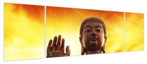 Obraz - Budda z czerwonym i żółtym tłem (170x50 cm)
