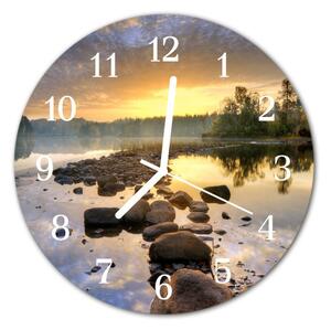 Zegar szklany okrągły Jezioro Natura