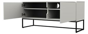 Biała szafka pod TV z metalowymi nogami w czarnym kolorze Tenzo Lipp